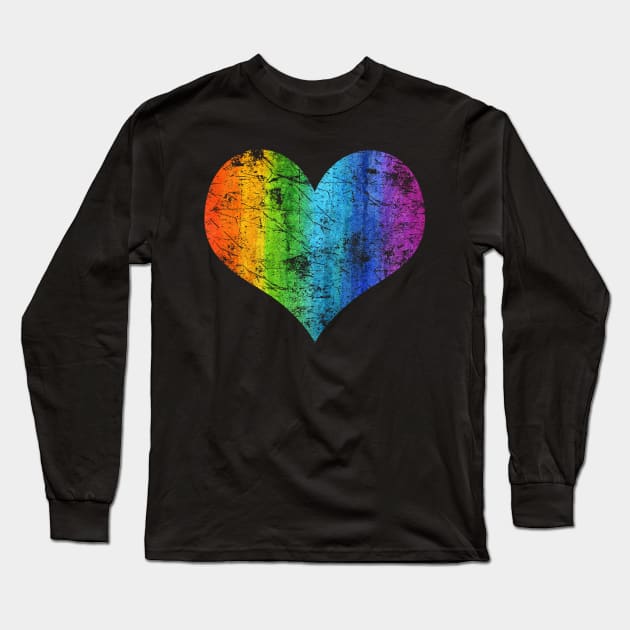 Vintage LGBT Gay Lesbian Pride Heart Flag Pride Month Long Sleeve T-Shirt by BrightGift